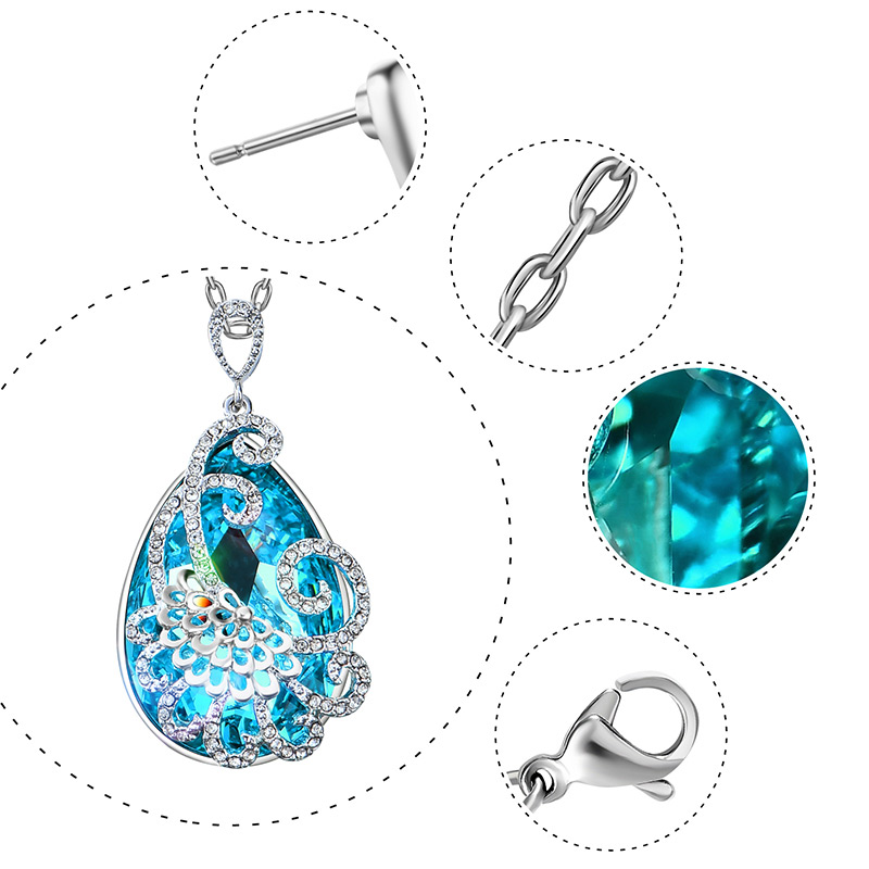 Fashion Blue Flower &diamond Decorated Jewelry Sets,Jewelry Sets