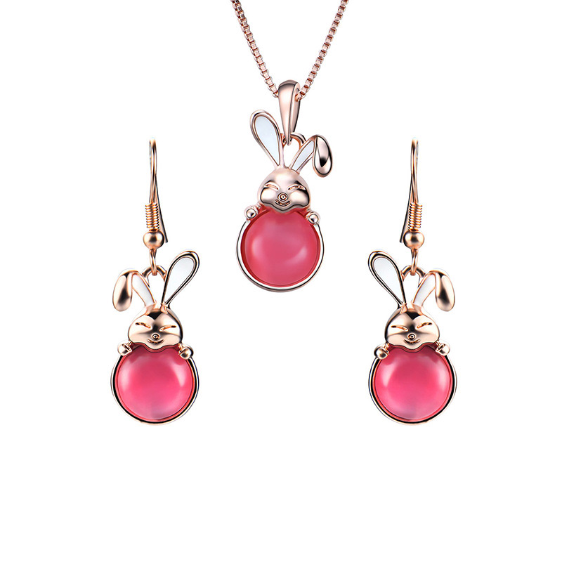 Fashion Rose Gold Rabbit Pendant Decorated Jewelry Sets,Jewelry Sets