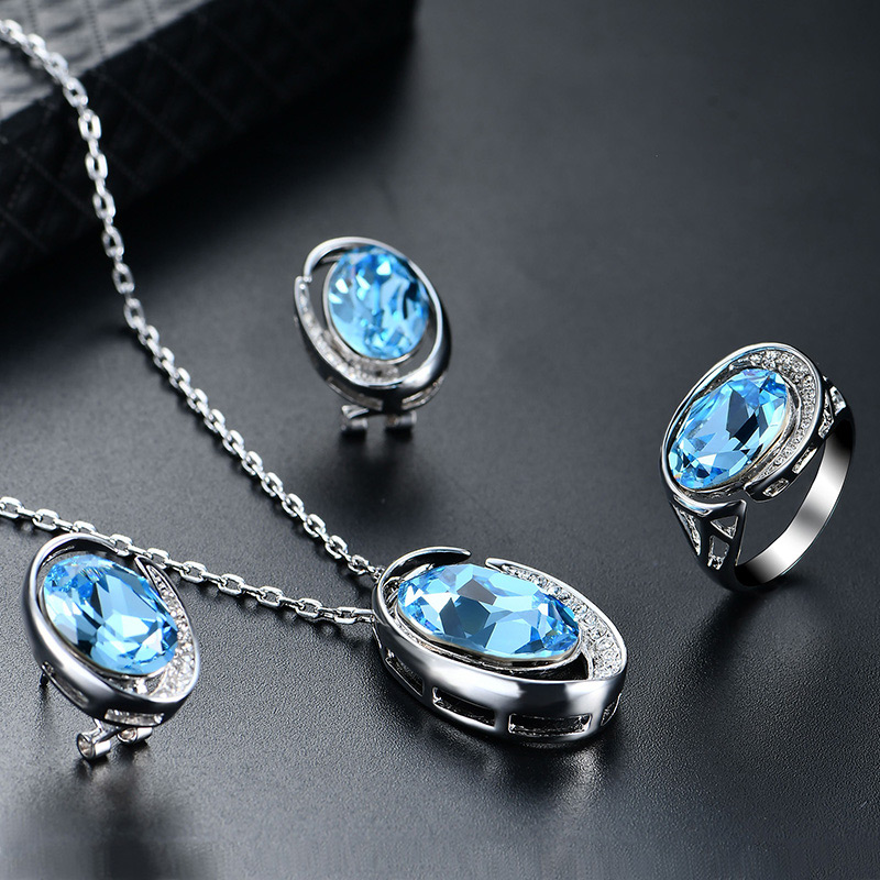 Fashion Blue Geometric Shape Design Hollow Out Jewelry Sets,Jewelry Sets
