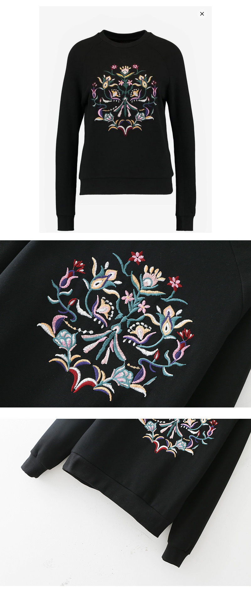 Fashion Black Flower Pattern Decorated Long Sleeves Hoodie,Sweatshirts