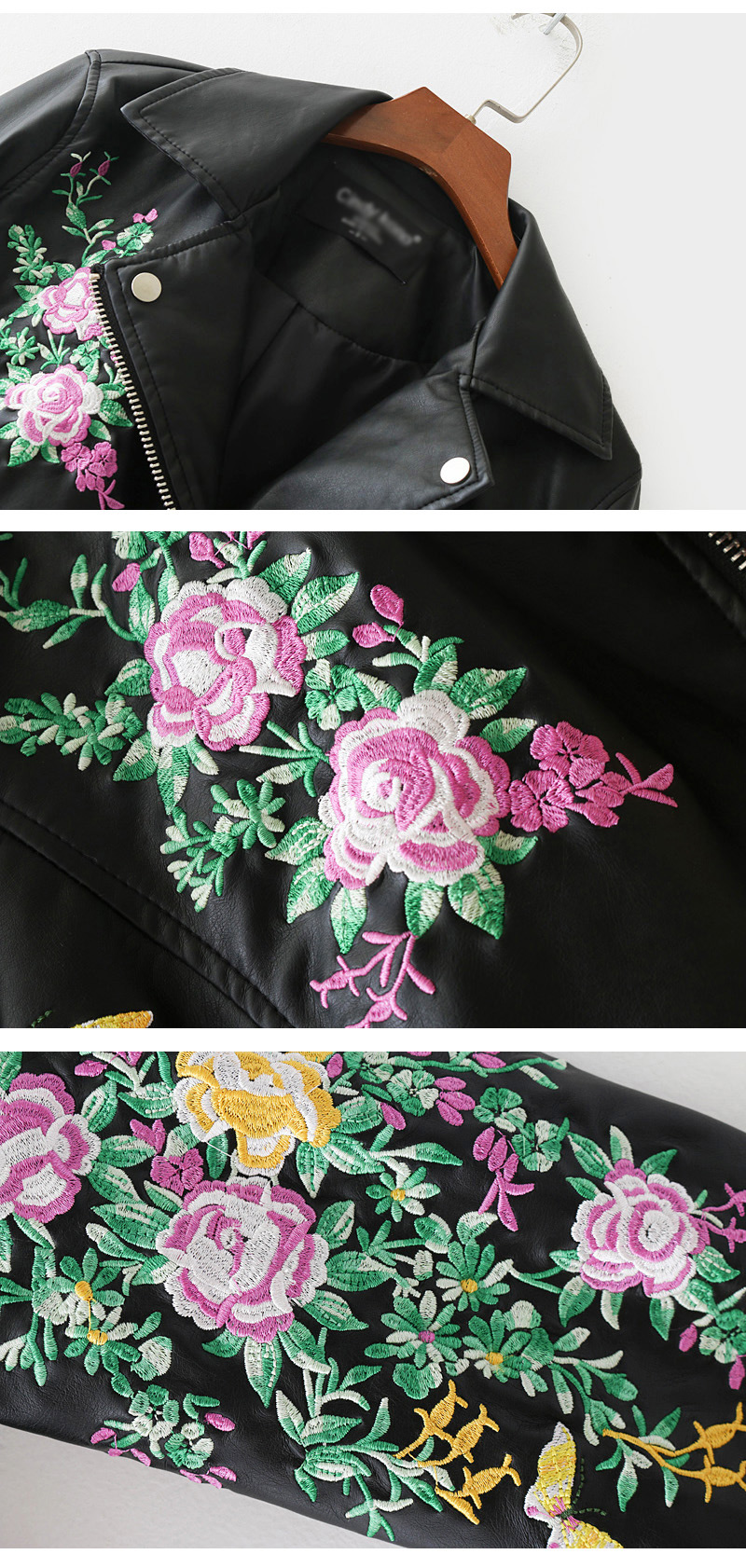 Fashion Black Butterfly Pattern Decorated Embroidery Jacket,Coat-Jacket