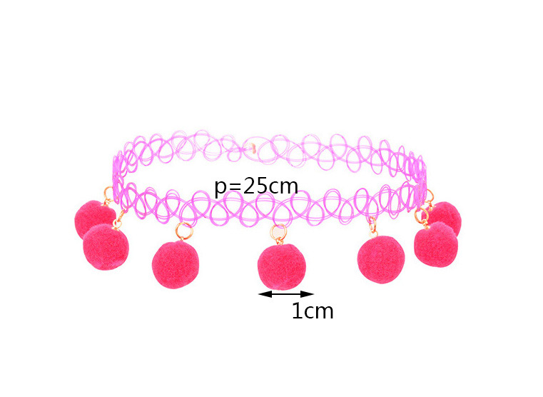 Trendy Blue Fuzz Ball Decorated Pure Color Choker,Chokers