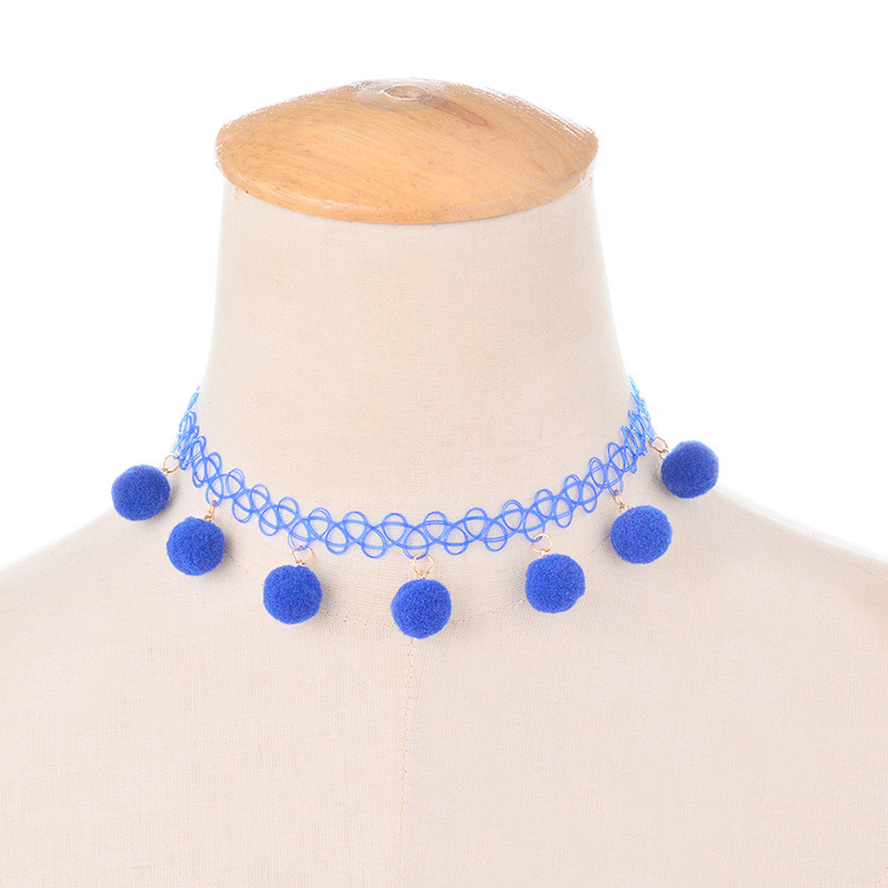 Trendy Multi-color Fuzz Ball Decorated Simple Choker,Chokers