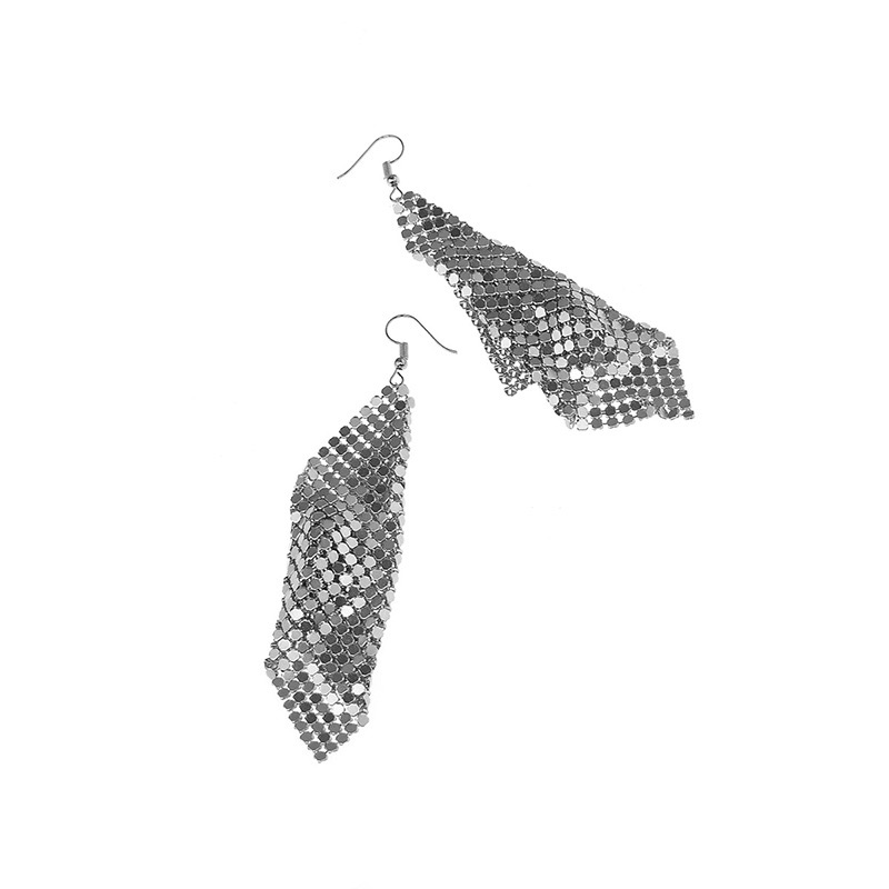 Trendy Silver Color Sequins Decorated Square Shape Earrings,Drop Earrings