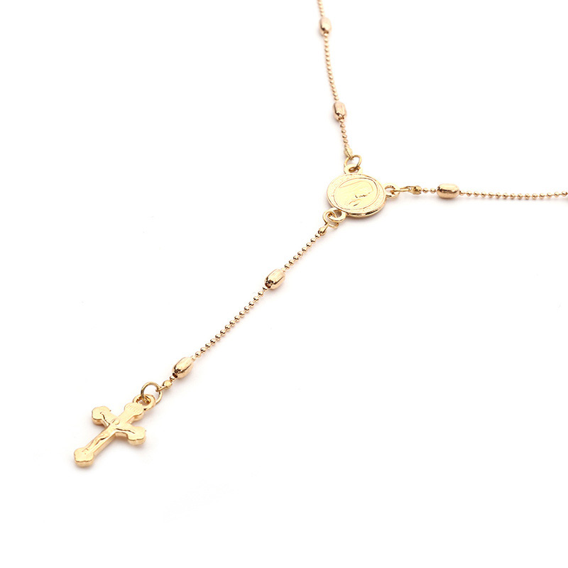 Trendy Gold Color Cross Shape Pendant Decorated Necklace,Multi Strand Necklaces