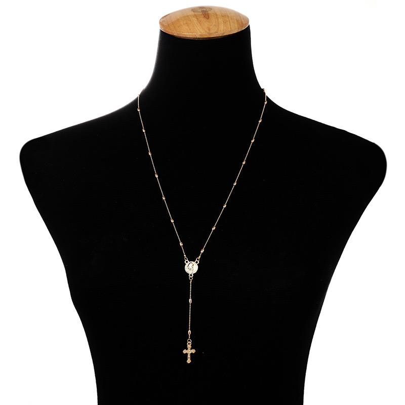 Trendy Gold Color Cross Shape Pendant Decorated Necklace,Multi Strand Necklaces