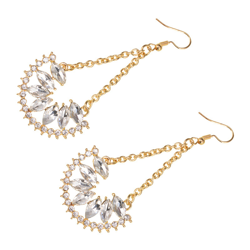 Exaggerated Gold Color Sector Shape Decorated Long Earrings,Drop Earrings