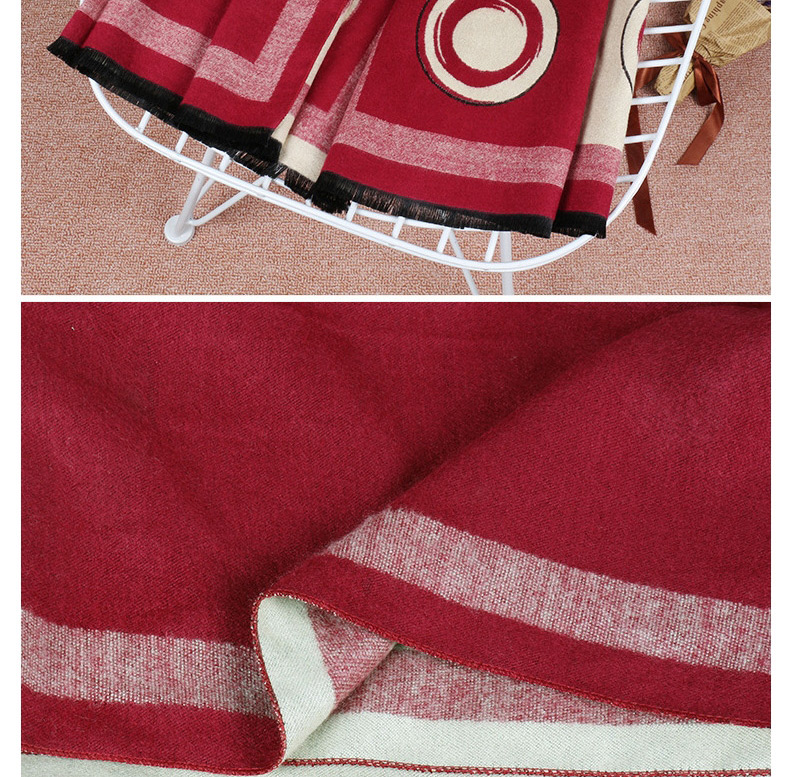 Trendy Red+white Color Matching Decorated Thicken Scarf,knitting Wool Scaves