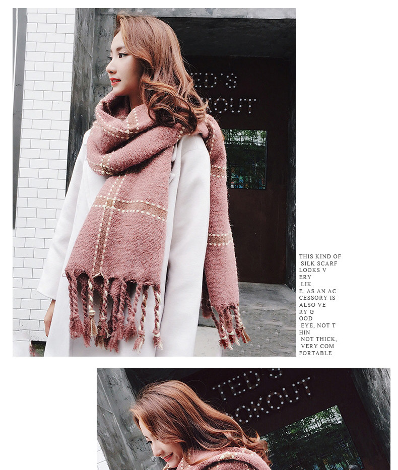 Trendy Red Tassel Decorated Knitting Thicken Scarf,knitting Wool Scaves