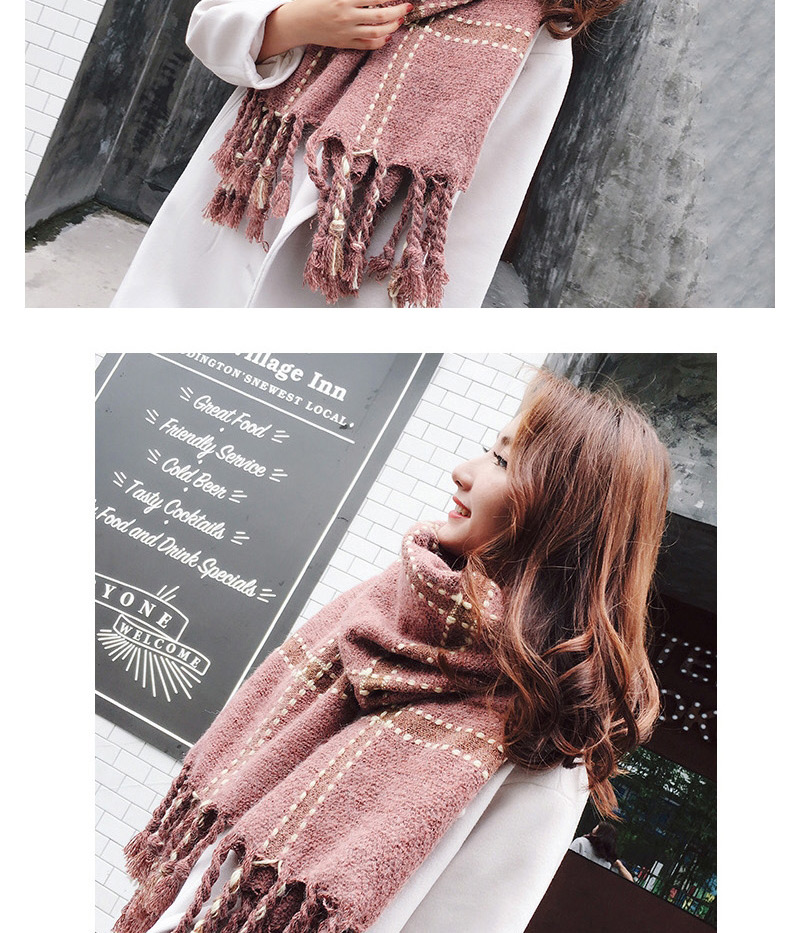 Trendy Red Tassel Decorated Knitting Thicken Scarf,knitting Wool Scaves