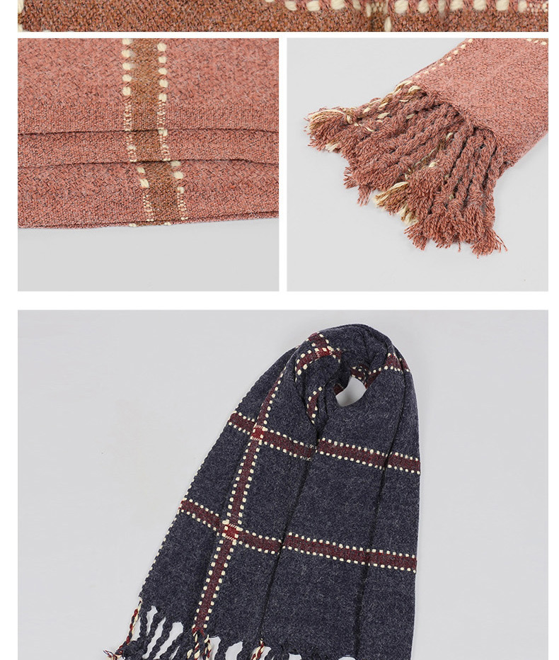 Trendy Navy Tassel Decorated Knitting Thicken Scarf,knitting Wool Scaves