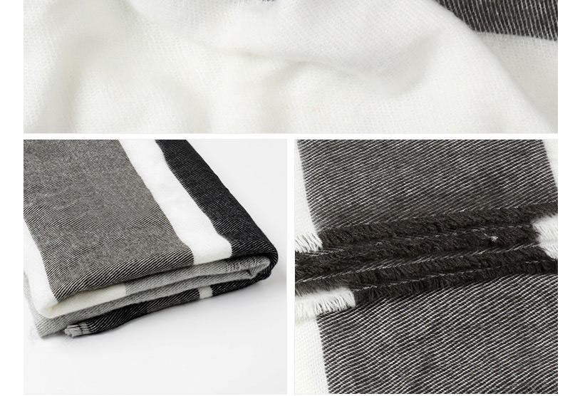 Trendy White+black Stripe Pattern Decorated Thicken Scarf,knitting Wool Scaves