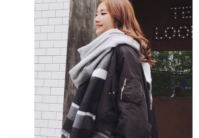 Trendy White+black Stripe Pattern Decorated Thicken Scarf,knitting Wool Scaves