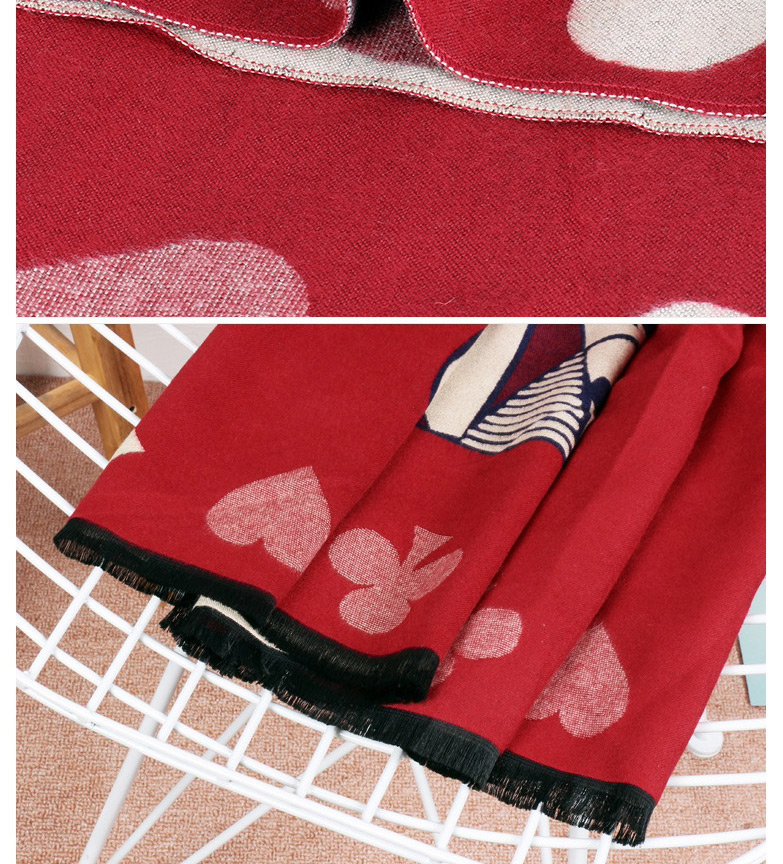 Trendy Red Playing Cards Decorated Thicken Scarf,knitting Wool Scaves