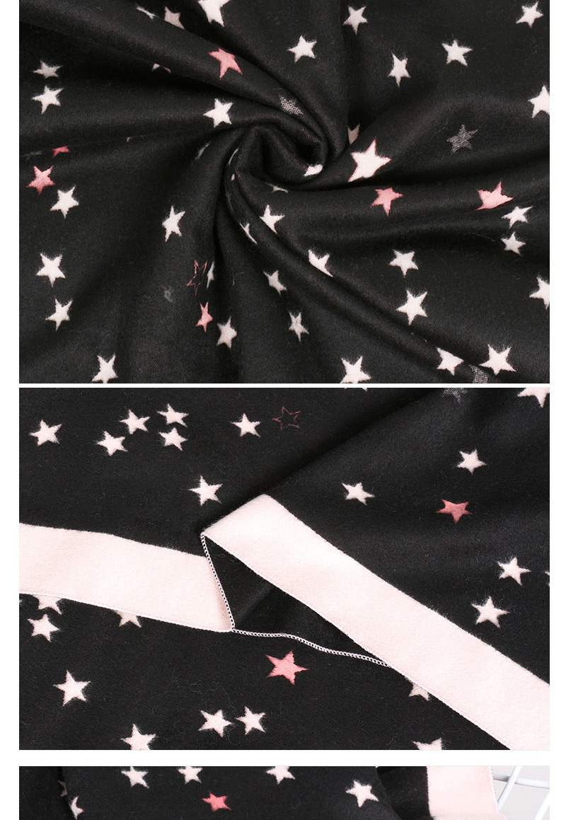 Trendy Black Stars Pattern Decorated Dual Use Scarf,knitting Wool Scaves