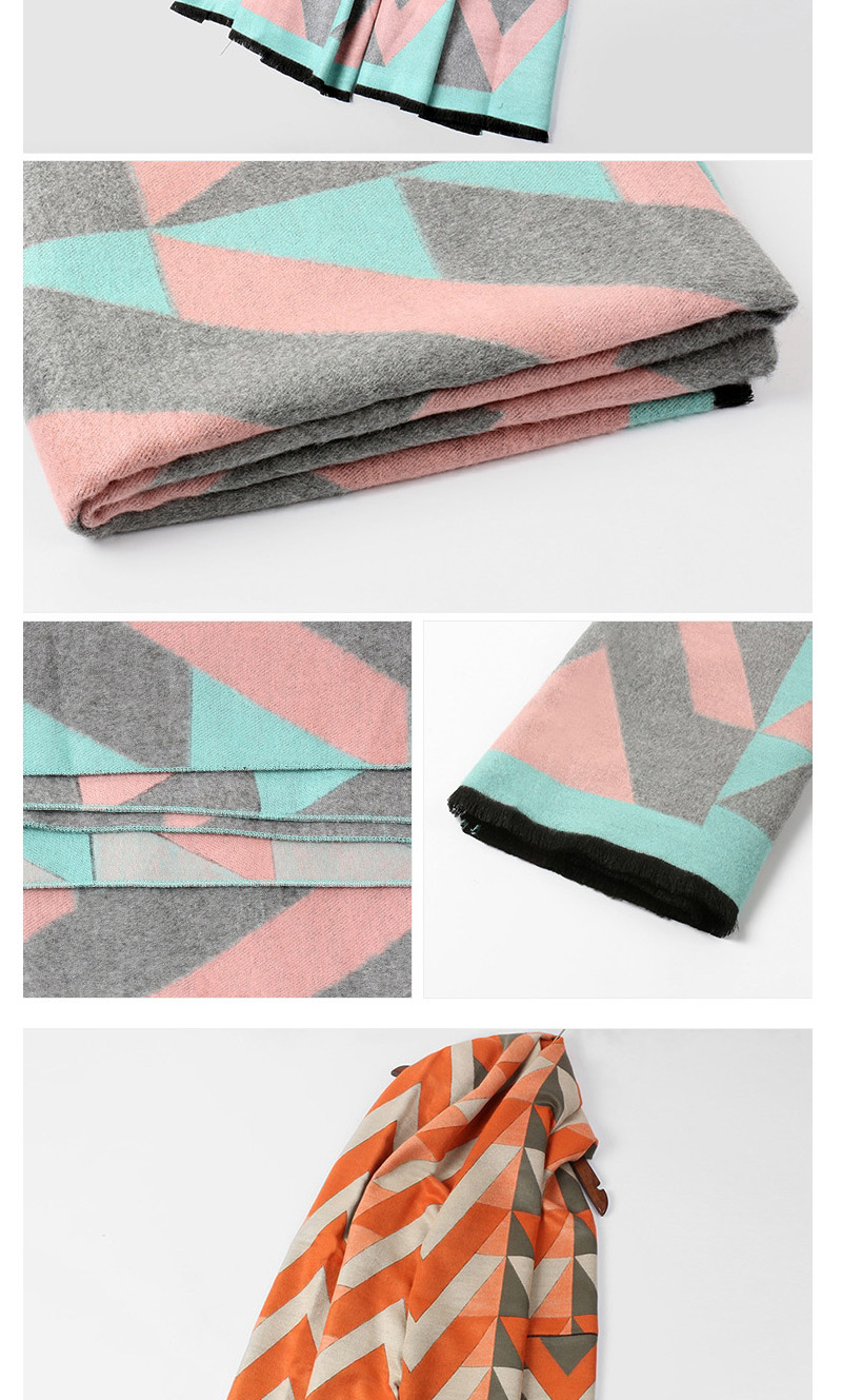 Trendy Light Gray+pink V Shape Pattern Decorated Dual Use Scarf,knitting Wool Scaves