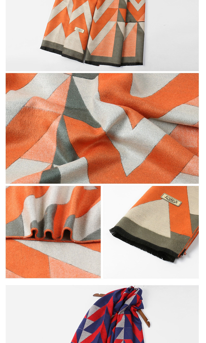 Trendy Orange V Shape Pattern Decorated Dual Use Scarf,knitting Wool Scaves