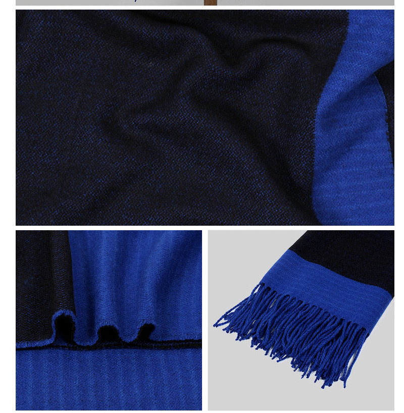 Trendy Navy Tassel Decorated Thicken Dual Use Scarf,knitting Wool Scaves