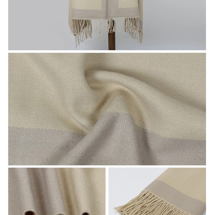 Trendy Beige Tassel Decorated Thicken Dual Use Scarf,knitting Wool Scaves