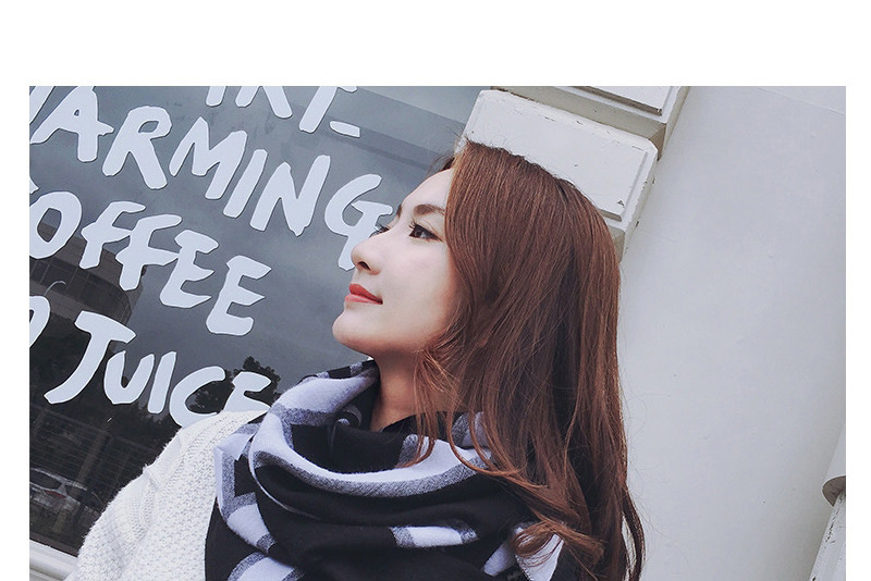 Trendy Black+white Color Matching Decorated Thicken Scarf,knitting Wool Scaves