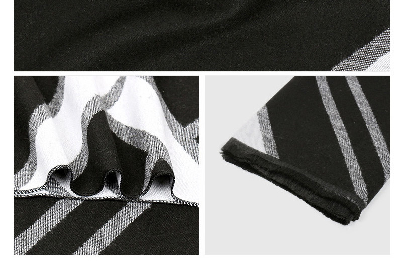 Trendy Black+white Color Matching Decorated Thicken Scarf,knitting Wool Scaves