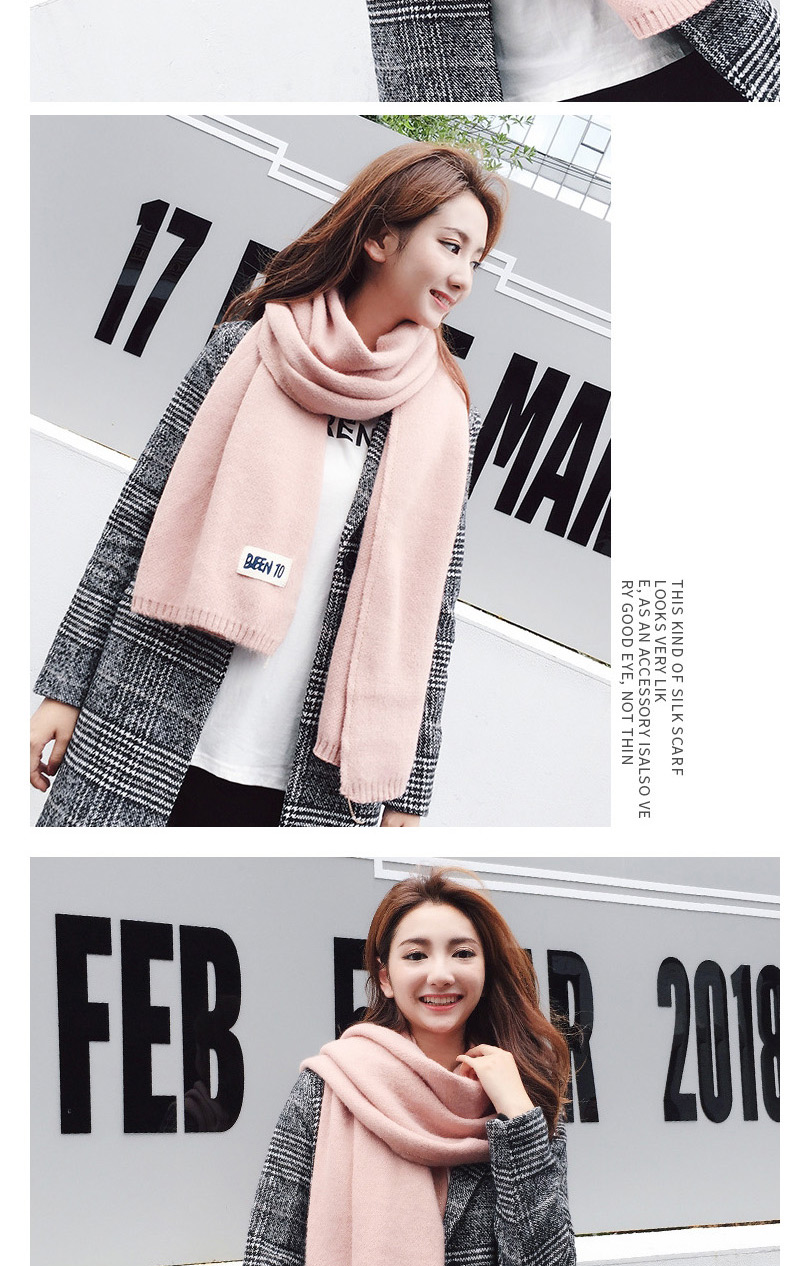 Trendy Pink Letter Pattern Decorated Knitting Thicken Scarf,knitting Wool Scaves