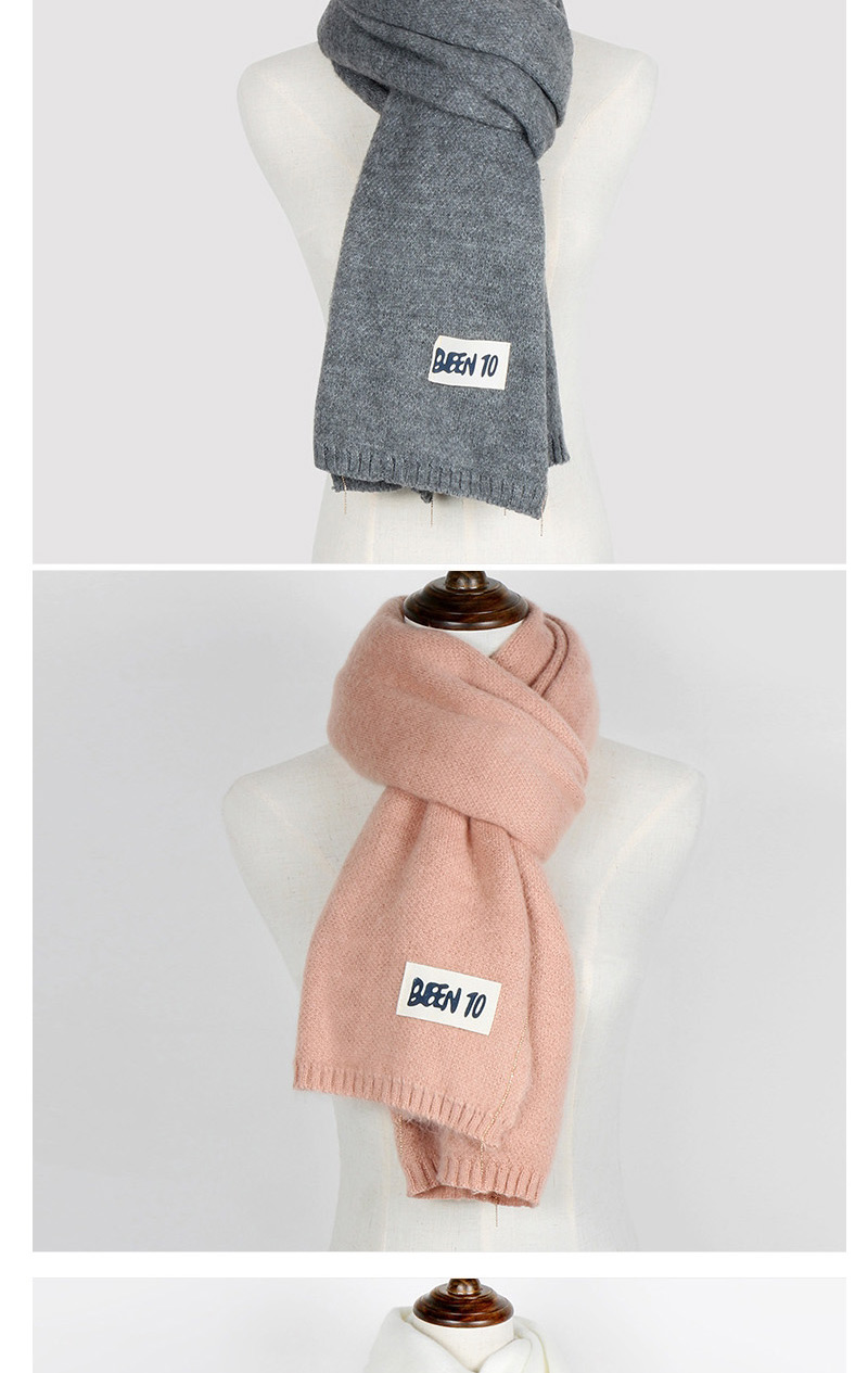 Trendy Pink Letter Pattern Decorated Knitting Thicken Scarf,knitting Wool Scaves