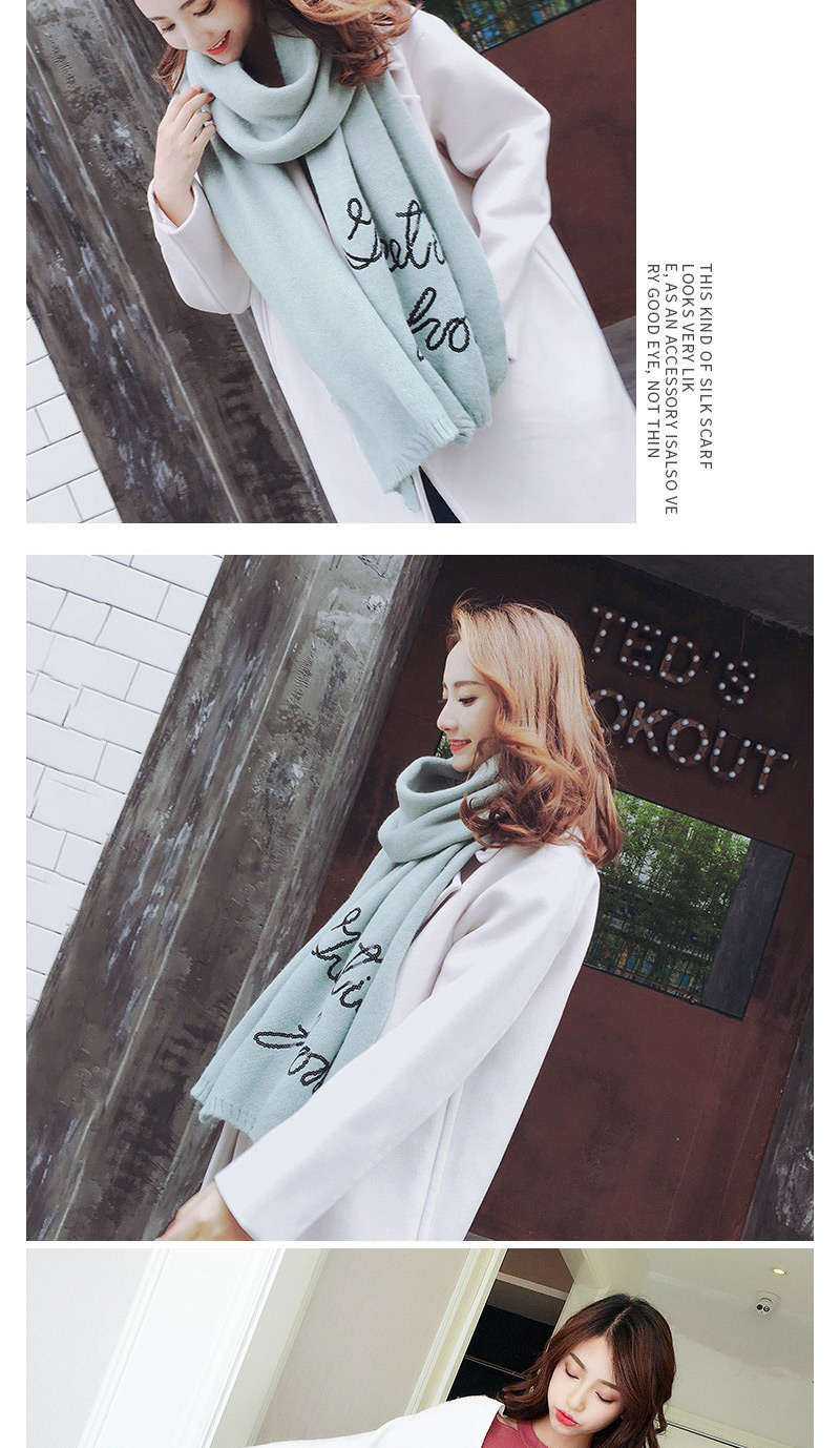 Trendy Milk White Letter Pattern Decorated Thicken Dual Use Scarf,knitting Wool Scaves