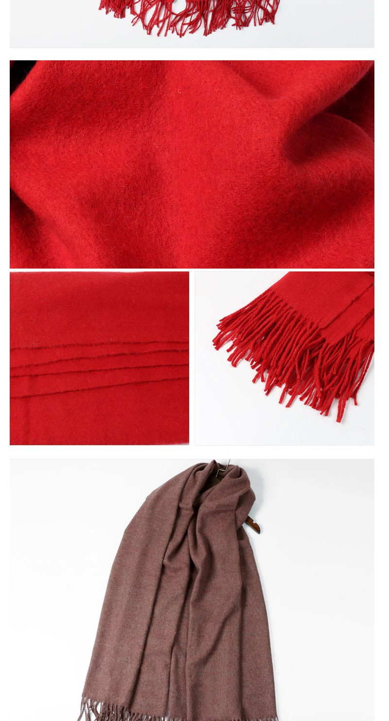 Trendy Red Pure Color Decorated Tassel Design Scarf,knitting Wool Scaves