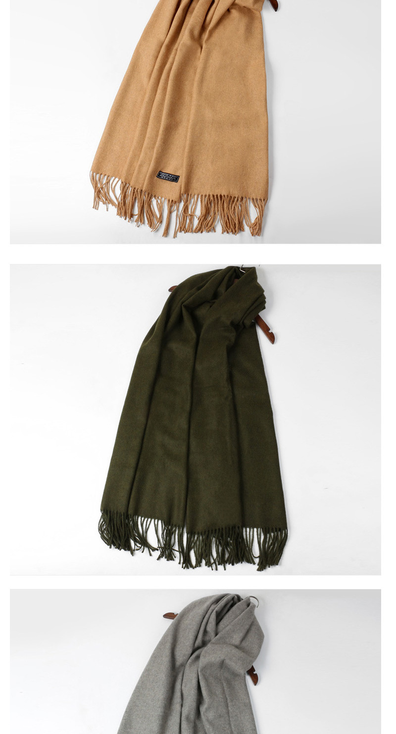 Trendy Olive Pure Color Decorated Tassel Design Scarf,knitting Wool Scaves