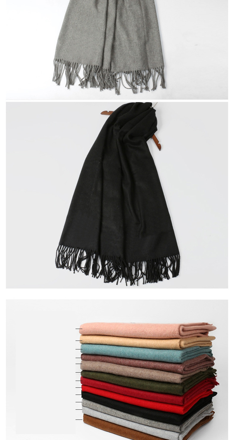 Trendy Black Pure Color Decorated Tassel Design Scarf,knitting Wool Scaves