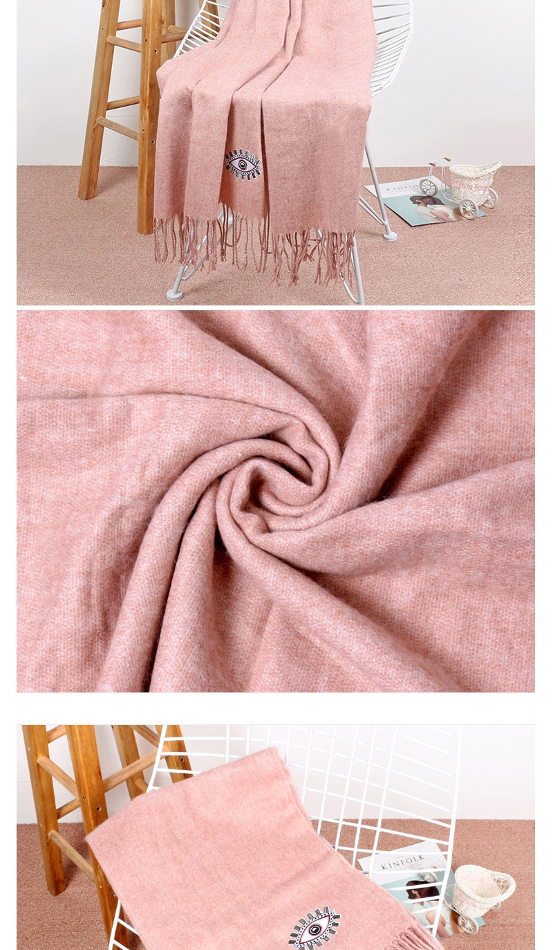 Trendy Pink Eye Pattern Decorated Tassel Design Scarf,knitting Wool Scaves