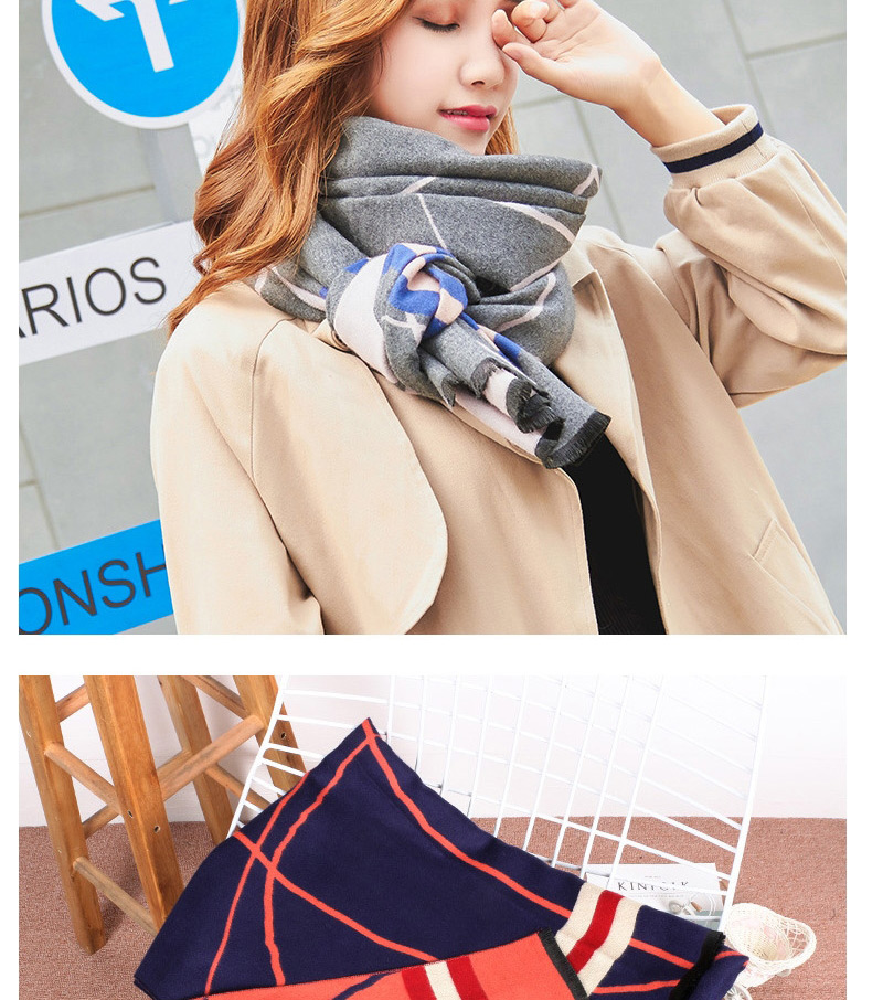 Fashion Navy Line Pattern Ecorated Thicken Dual Use Scarf,knitting Wool Scaves