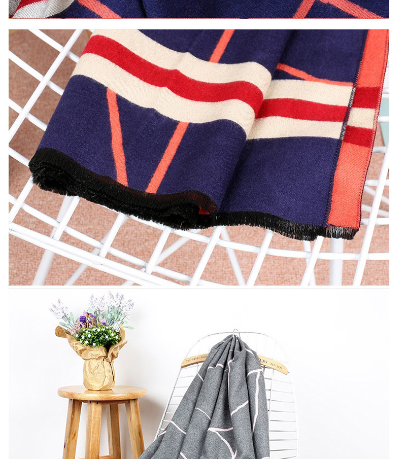 Fashion Black Line Pattern Ecorated Thicken Dual Use Scarf,knitting Wool Scaves