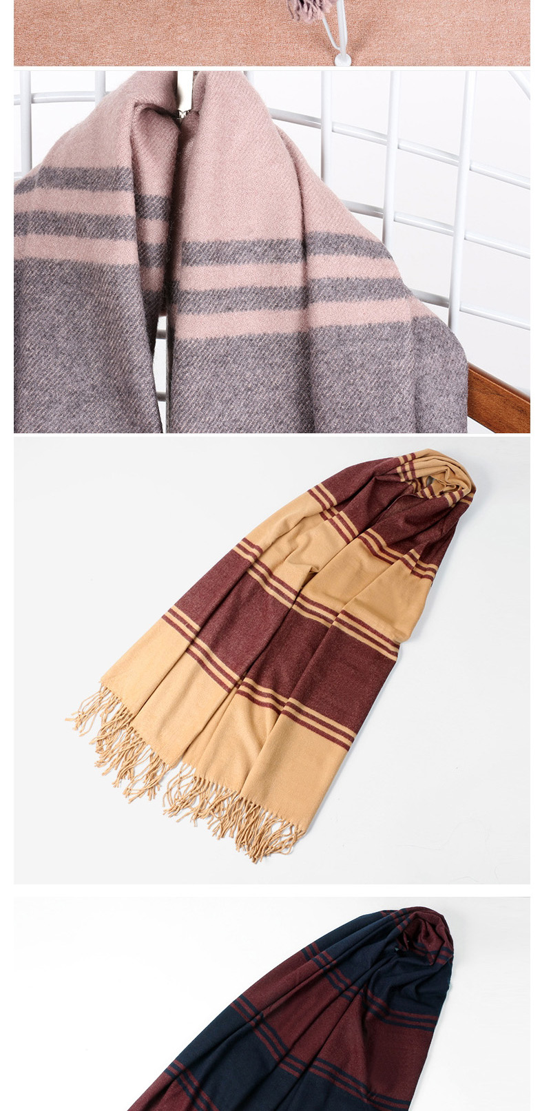 Fashion Pink Stripe Pattern Decorated Dual Use Scarf,knitting Wool Scaves