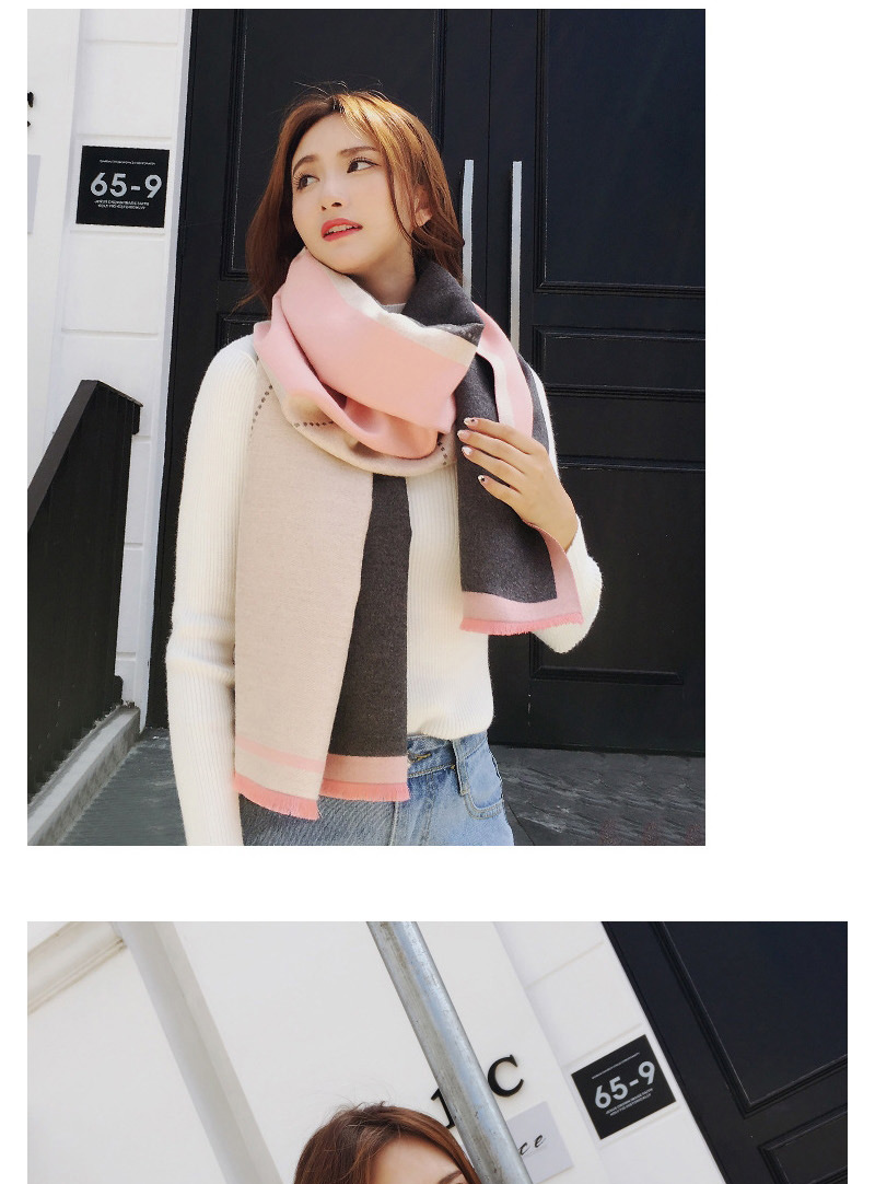 Fashion Light Gray+pink Color Matching Decorated Dual Use Scarf,knitting Wool Scaves