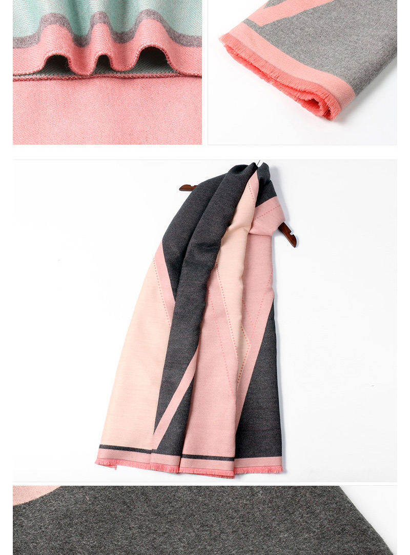 Fashion Dark Gray+pink Color Matching Decorated Dual Use Scarf,knitting Wool Scaves