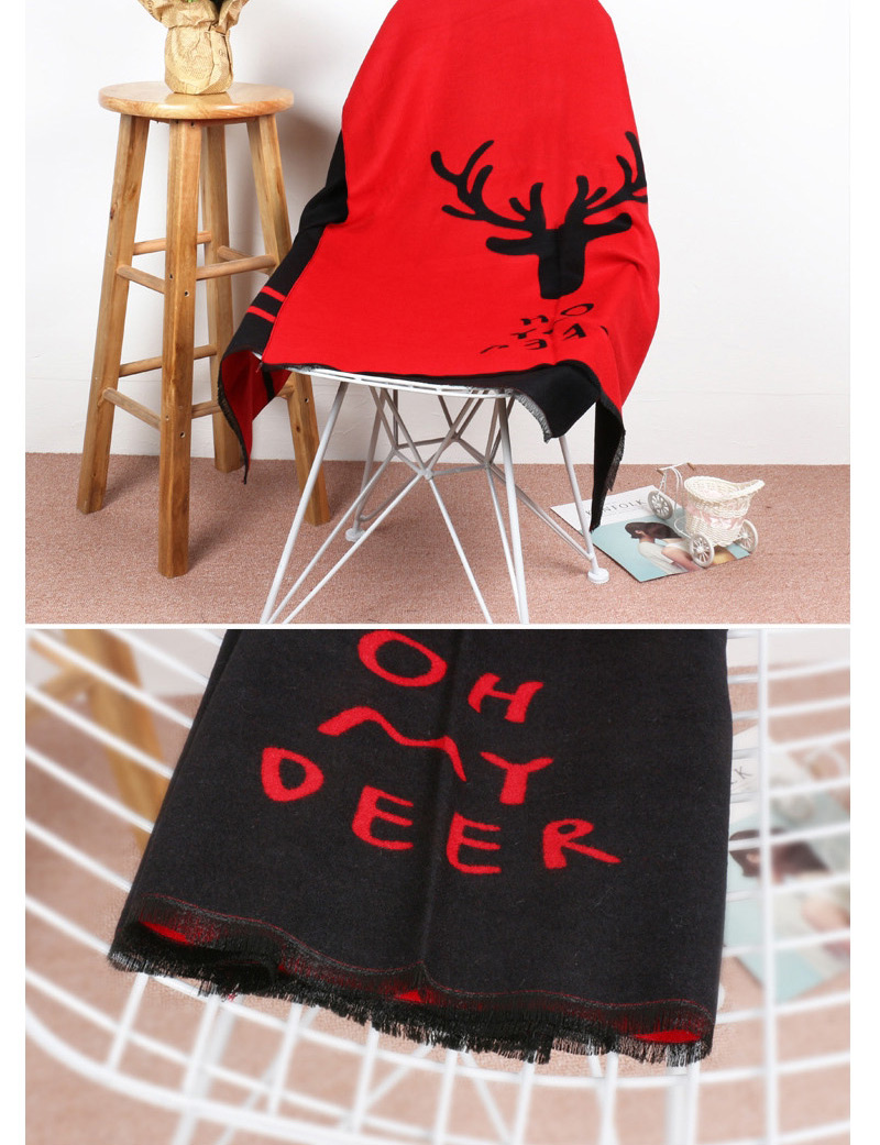 Fashion Black Deer Pattern Decorated Thicken Dual Use Scarf,knitting Wool Scaves