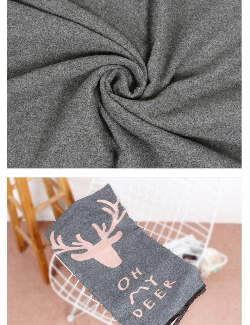 Fashion Gray Deer Pattern Decorated Thicken Dual Use Scarf,knitting Wool Scaves