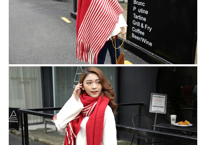 Fashion White+black Tassel Decorated Thicken Dual Use Scarf,knitting Wool Scaves