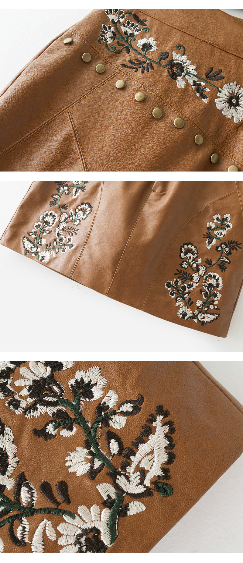 Fashion Black Rivet&flower Pattern Decorated Skirt,Skirts
