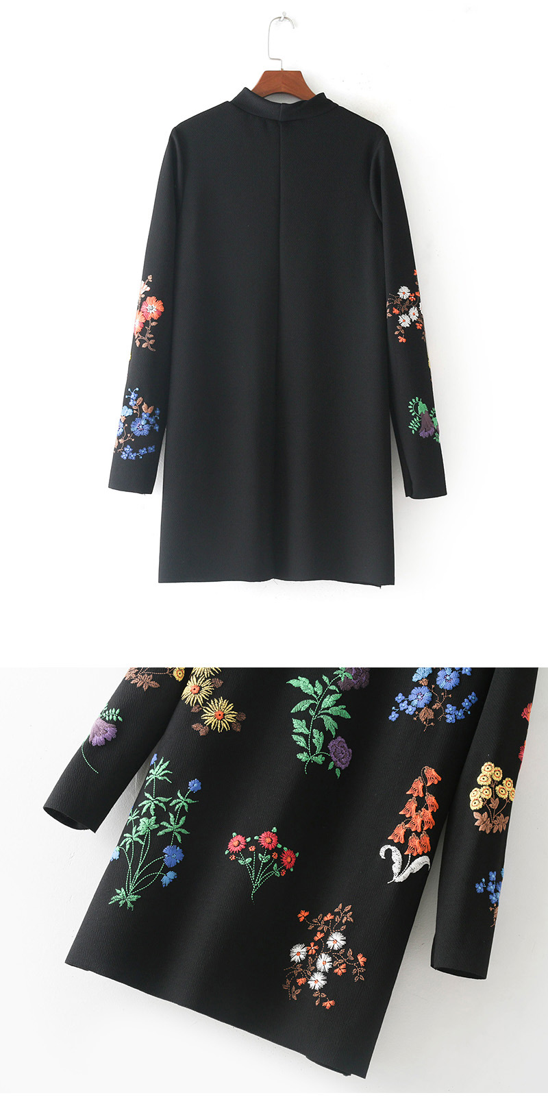 Fashion Black Embroidery Flower Decorated Long Dress,Long Dress