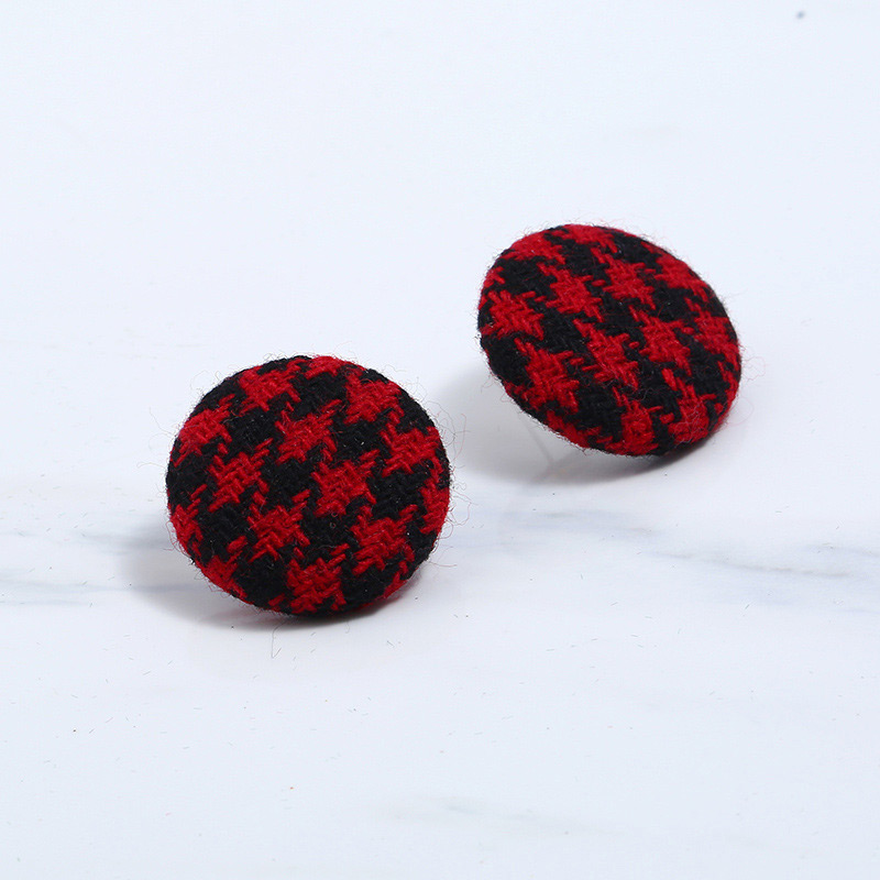 Retro Red Round Shape Decorated Earrings,Stud Earrings