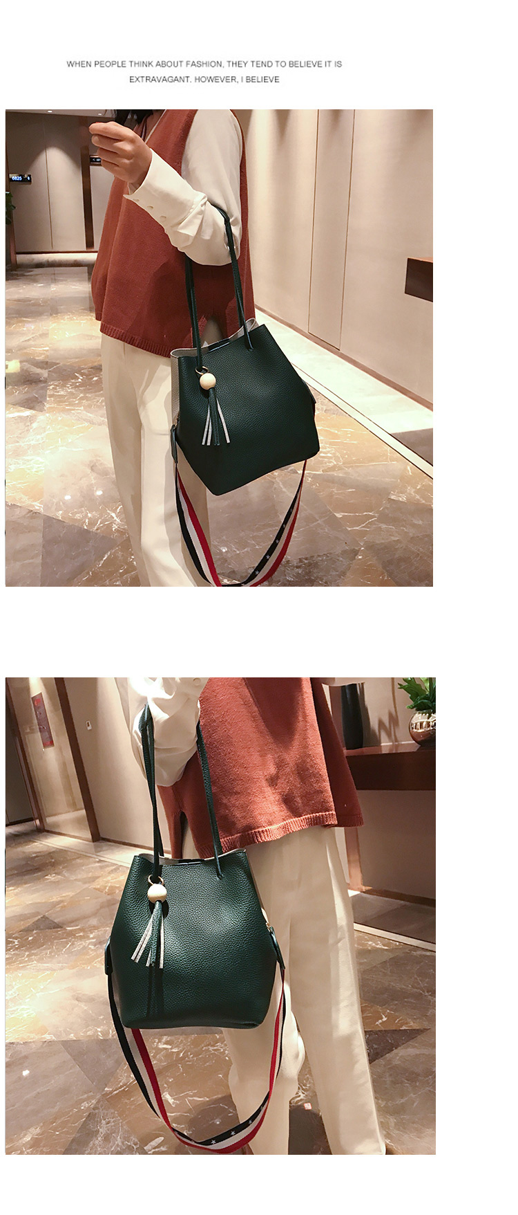 Fashion Pink Tassel Shape Decorated Bag (3pcs),Messenger bags