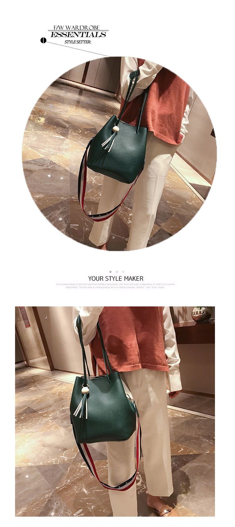 Fashion Red Tassel Shape Decorated Bag (3pcs),Messenger bags