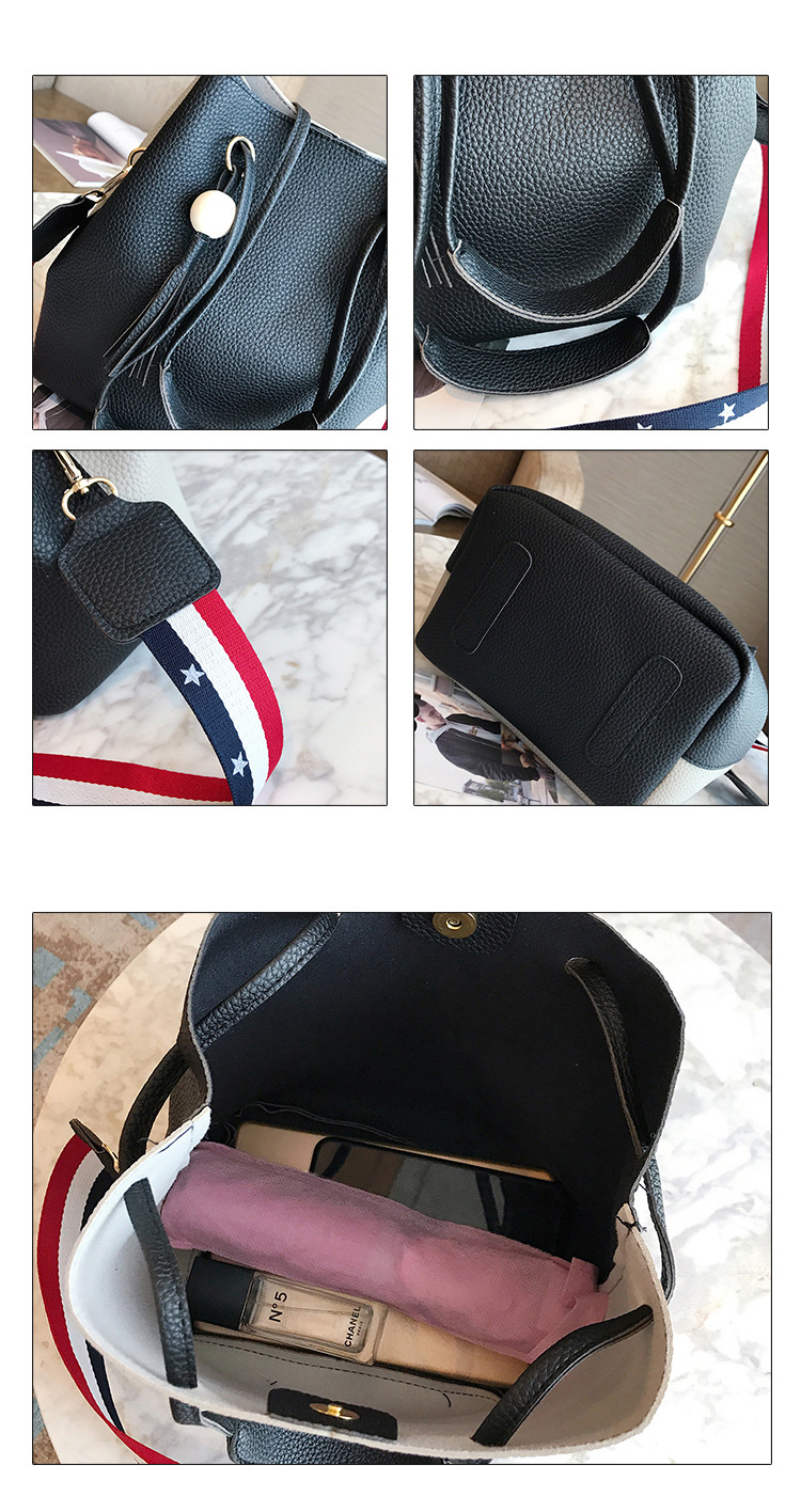 Fashion Black Tassel Shape Decorated Bag (3pcs),Messenger bags