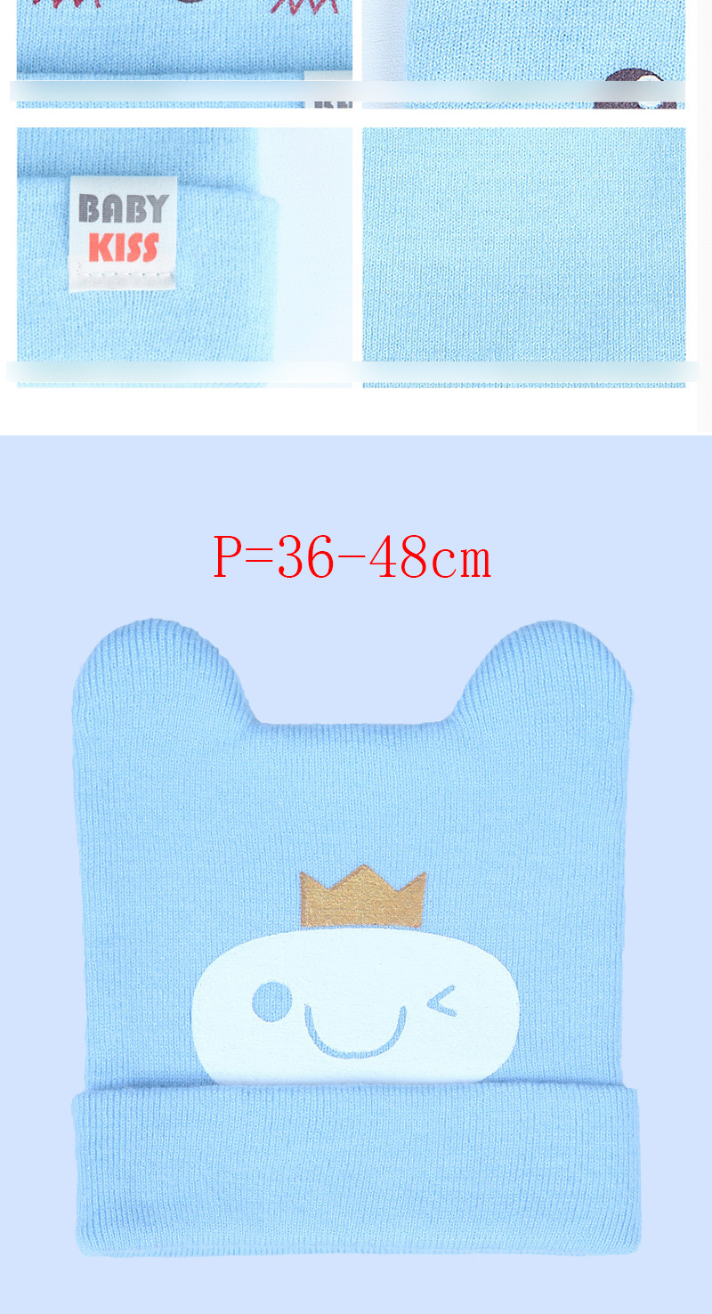 Lovely Light Blue Smiling Face Pattern Decorated Child Thin Cap(0-2 Yesrs Old ),Children