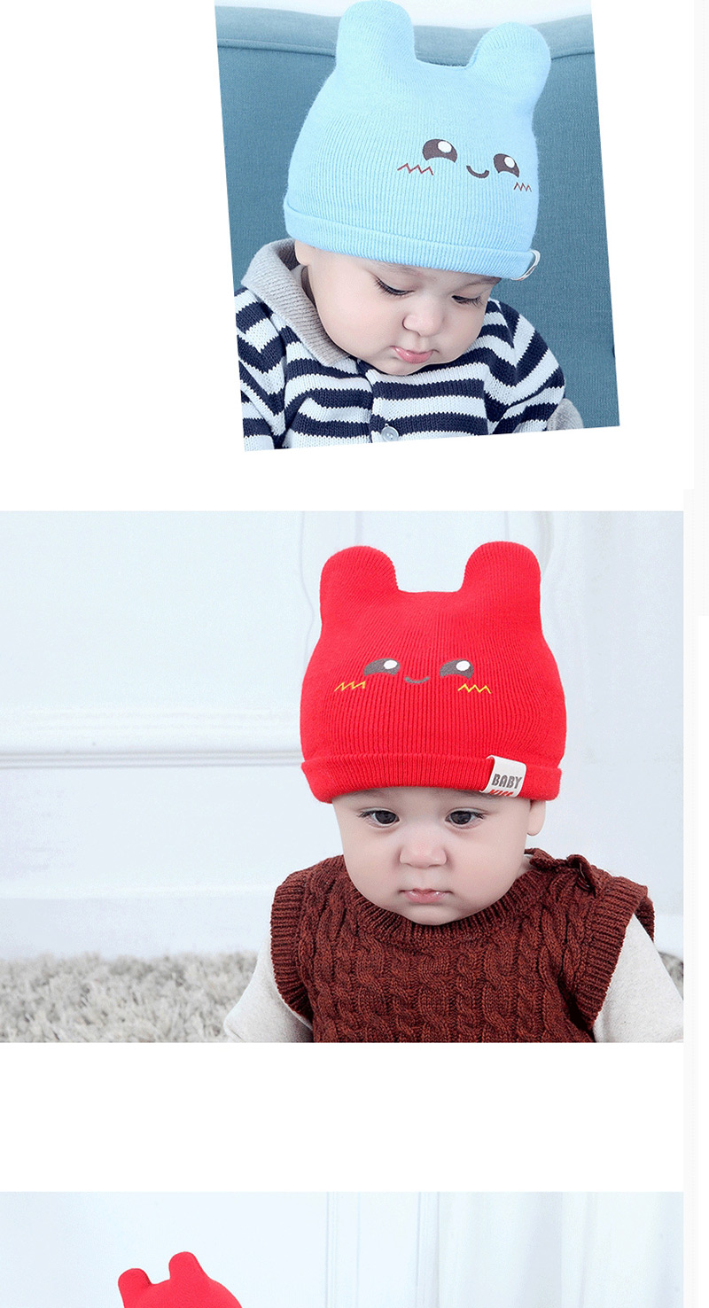 Lovely Light Blue Smiling Face Pattern Decorated Child Thin Cap(0-2 Yesrs Old ),Children