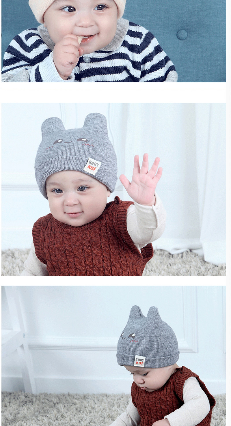 Lovely Gray Smiling Face Pattern Decorated Child Thin Cap(0-2 Yesrs Old ),Children