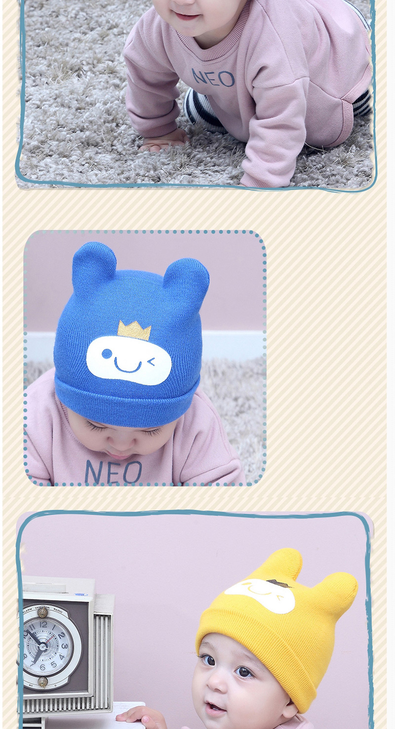 Lovely Dark Blue Smiling Face Pattern Decorated Child Thin Cap(0-2 Yesrs Old ),Children